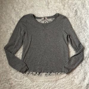 Lace back zipper shirt